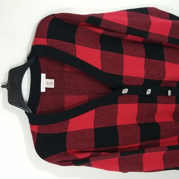 {Tommy Bahama} Buffalo Plaid Check Embellished Button Down Cardigan - Picture 6 of 15